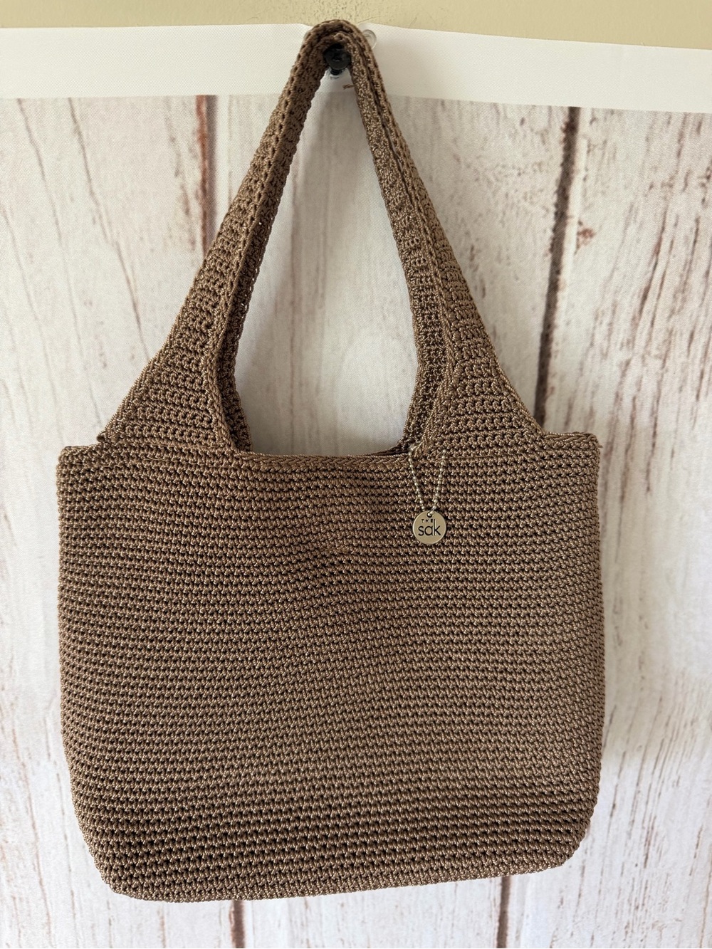 The Sak Crochet Small Tote Handbag Bronze